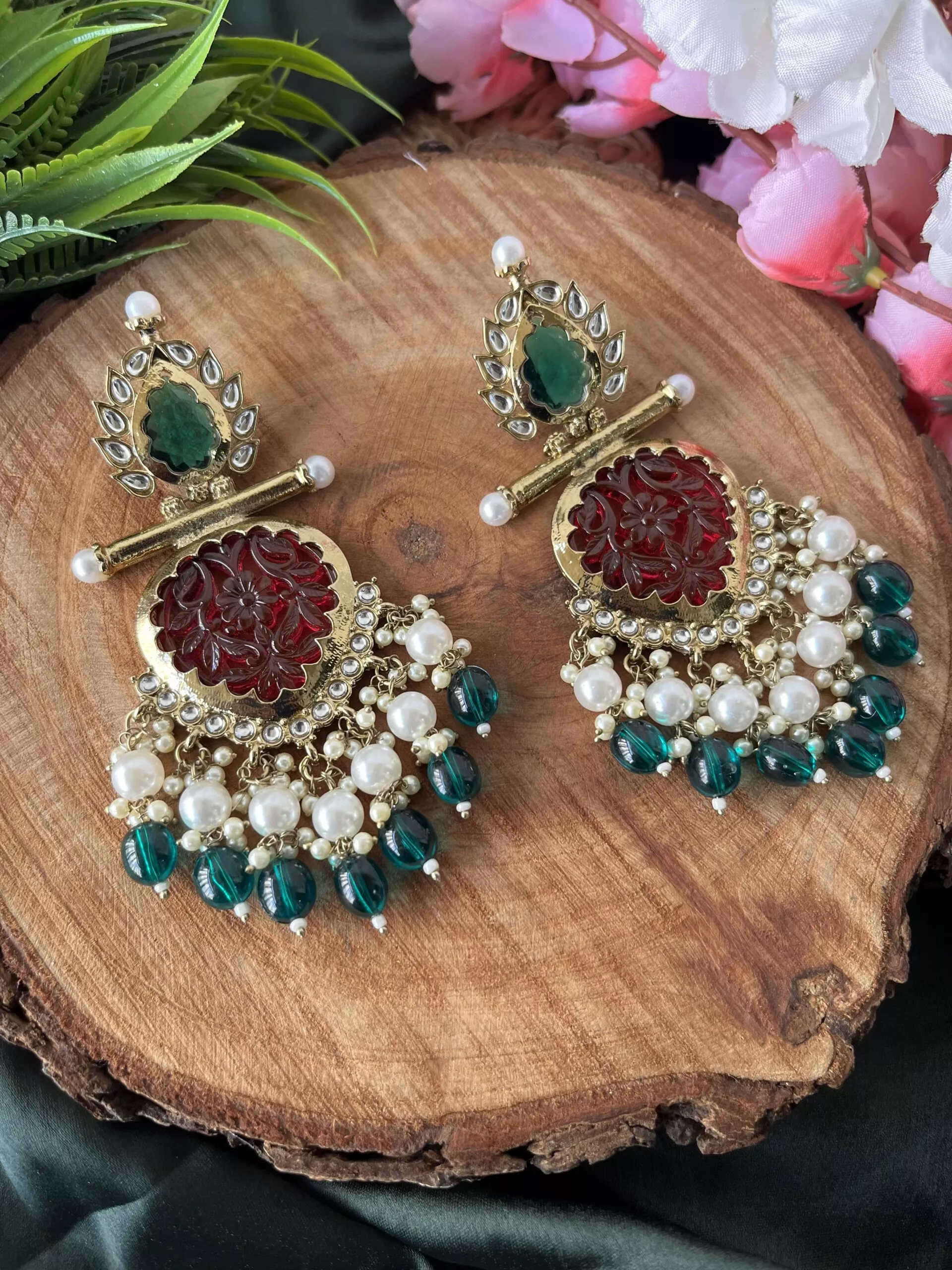 Sanam Jhumka Green-Maroon Sanam Jhumka Green-Maroon