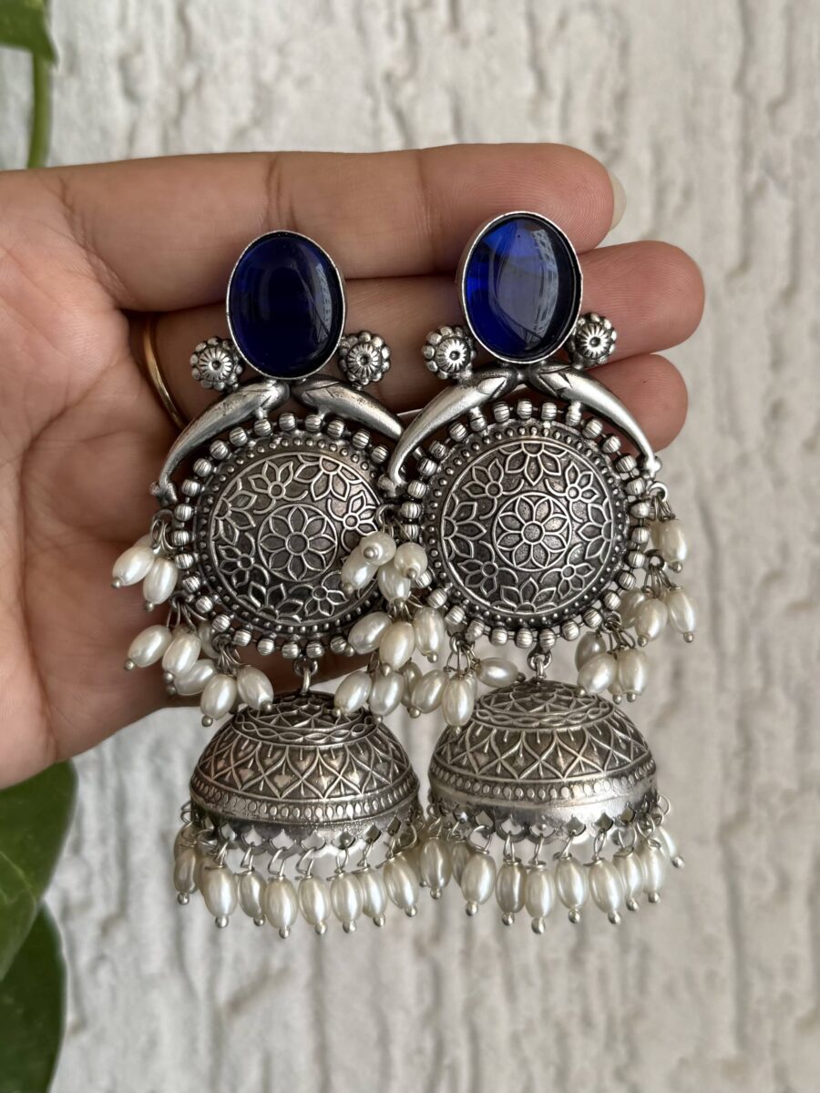 Moh Earrings Navy Blue