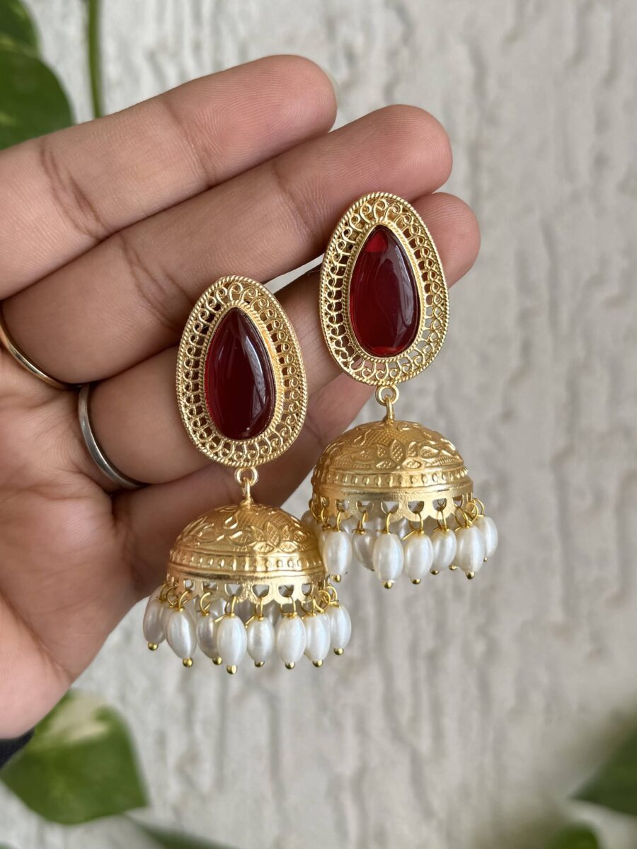 Soorat Earrings Red